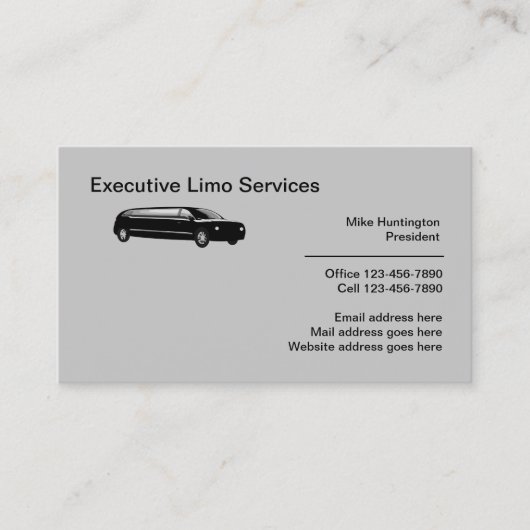 Limousine-services voor managers visitekaartje (Voorkant)