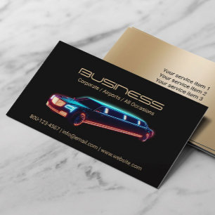 Limousine & Taxi Auto huren Modern Zwart & Goud Visitekaartje