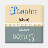 Limpios / Sucios Vaatwasser / Lavaplatos Magneet (Voorkant)