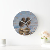 Limpkin-vogel twee kuikens personaliseren grote klok (Huis)