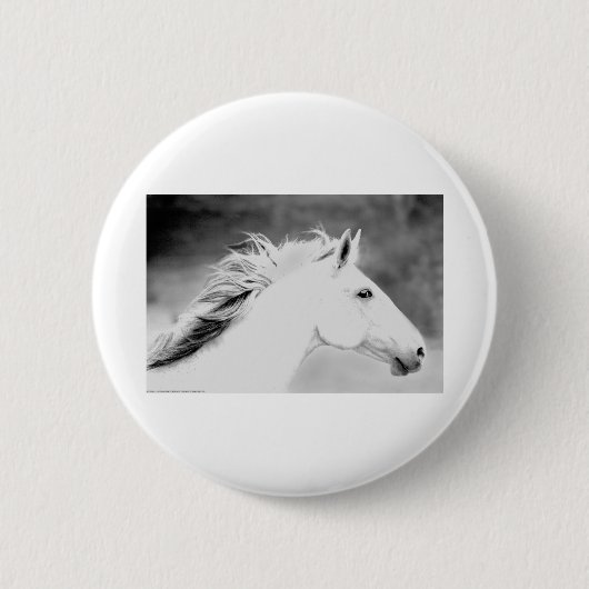 LIN26BW-mane in de Wind.tif Ronde Button 5,7 Cm (Voorkant)