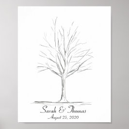Lin Art Tekenen Vingerafdruk Boom Poster