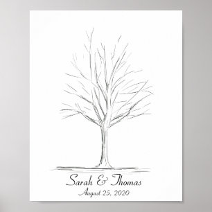 Lin Art Tekenen Vingerafdruk Boom Poster