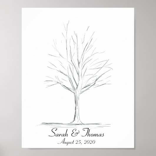 Lin Art Tekenen Vingerafdruk Boom Poster (Voorkant)