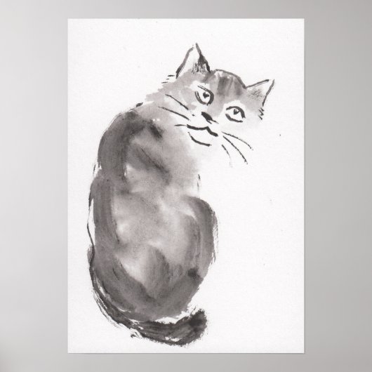 Lin Li(LinLi888) Art Print Sumi-E Cat 21012901 (Voorkant)