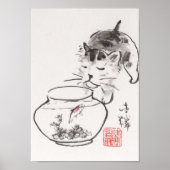 Lin Li's Art Print: Cat and Godfish Poster (Voorkant)