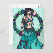 Lina Flower Goddess Belly Dancer Art Briefkaart (Voorkant / Achterkant)