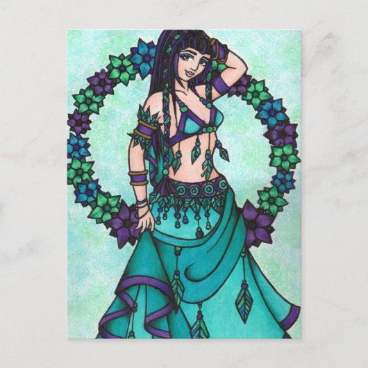 Lina Flower Goddess Belly Dancer Art Briefkaart (Voorkant)