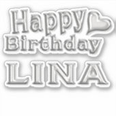 Lina Happy Birthday silver Aufkleber Sticker (Voorkant)