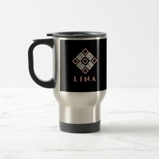 LINA Naam Mok | Modern Geometrisch Kufisch Patroon (Links)