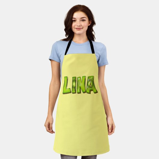 Lina Name Kiwi Design Küchenschürze Schürze Schort (Gedragen)