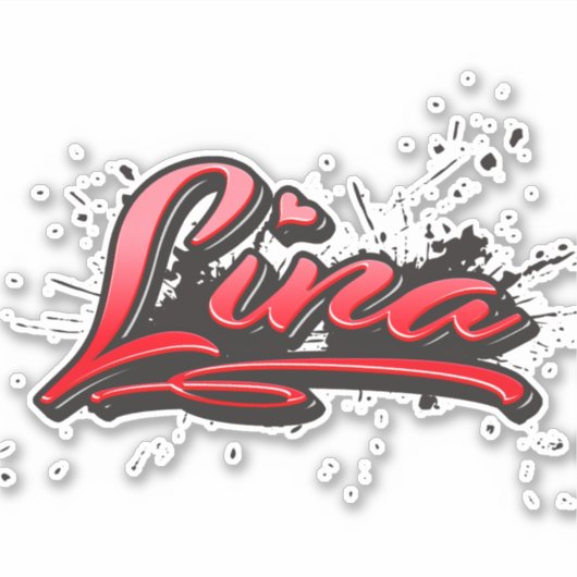 Lina red Heart Graffiti Aufkleber Sticker (Voorkant)