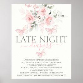 Linate Night Diapers Butterfly-teken Poster