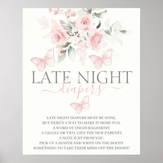 Linate Night Diapers Butterfly-teken Poster (Voorkant)