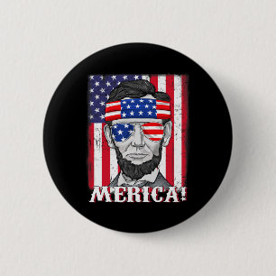 Lincoln 4th of juli Amerikaanse vlag jongens Kinde Ronde Button 5,7 Cm