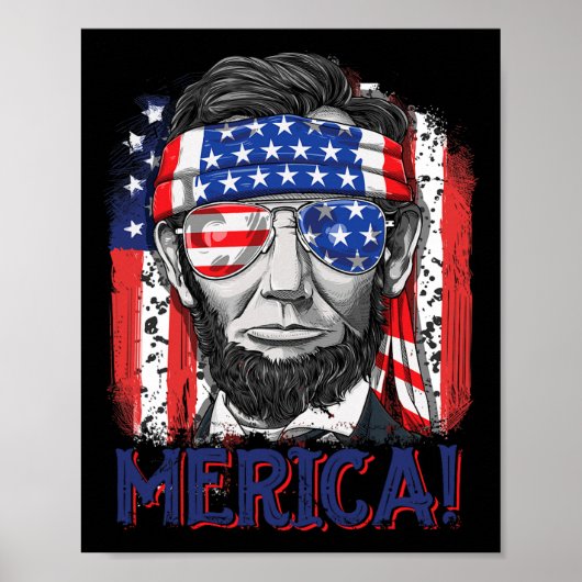 Lincoln 4th of July Merica Mannen Vrouwen Amerikaa Poster (Voorkant)