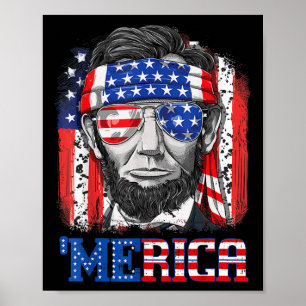 Lincoln 4th of July Merica Mannen Vrouwen Amerikaa Poster