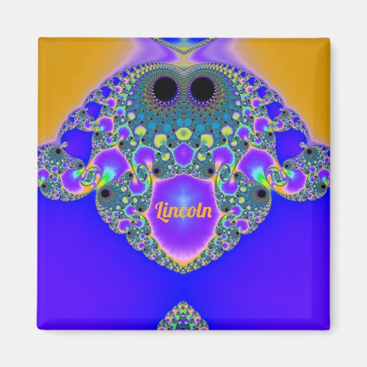 LINCOLN ~ Abstract patroon ~ Blue Paars Yellow ~ Magneet (Voorkant)
