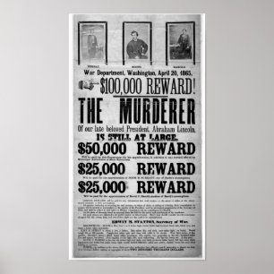 Lincoln Assassination Gezocht Poster