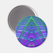 LINCOLN ~Blue, Green and Paars ~Abstract Fractal Magneet (Voorkant / Achterkant)