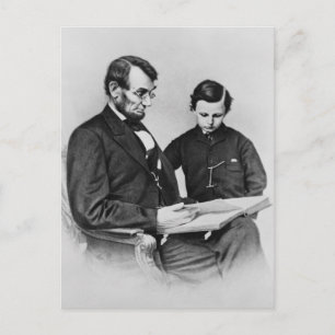 Lincoln Briefkaart - lezen met zoon Tad, 1864