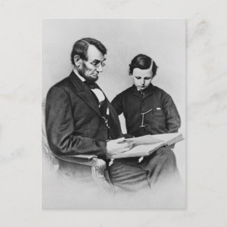 Lincoln Briefkaart - lezen met zoon Tad, 1864