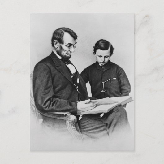 Lincoln Briefkaart - lezen met zoon Tad, 1864 (Voorkant)