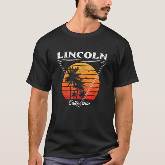  Lincoln California Palm Trees CA Retro T-shirt (Voorkant)