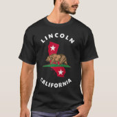 Lincoln California Vlag en Beer Badge Souvenir T-shirt (Voorkant)