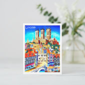 Lincoln city, Engeland, illustratie, vintage Briefkaart (Staand voorkant)