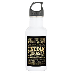 Lincoln City of Nebraska Typography Art Waterfles