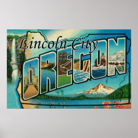 Lincoln City, Oregon - Grote lettertjes Poster (Voorkant)