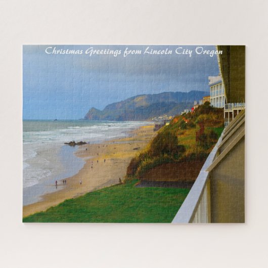 Lincoln City Oregon. Kerstgroeten Legpuzzel (Horizontaal)