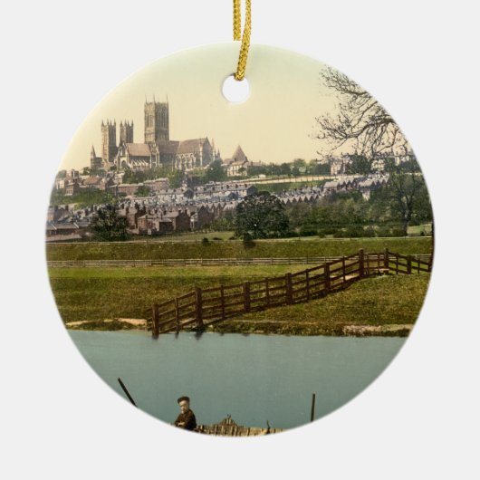 Lincoln City Uitzicht, Lincolnshire, Engeland Keramisch Ornament (Voorkant)