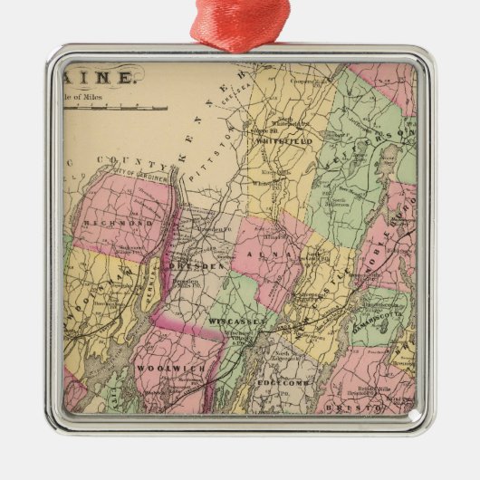 Lincoln Co., Sagadahoc Co. Metalen Ornament (Voorkant)