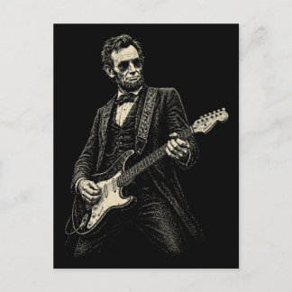 Lincoln Cool Guitarist Vintage Engraving Feestdagenkaart