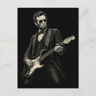 Lincoln Coole Gitarist Vintage Gravure Feestdagenkaart