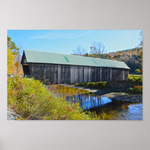 Lincoln Covered Bridge, Autumn, Woodstock, Vermont Poster