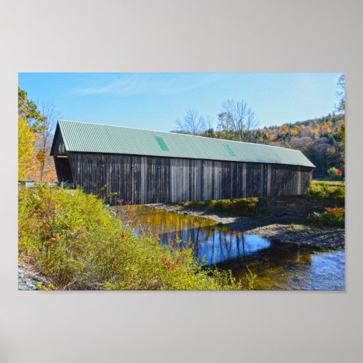Lincoln Covered Bridge, Autumn, Woodstock, Vermont Poster (Voorkant)