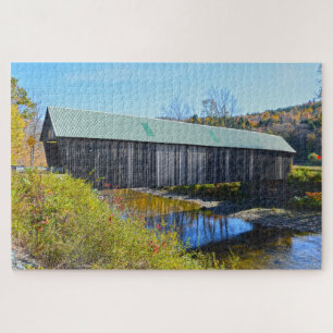 Lincoln Covered Bridge, Herfst, Woodstock, Vermont Legpuzzel