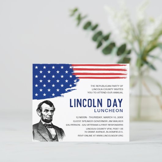 Lincoln Day Luncheon Fundraiser Event Invite (Staand voorkant)