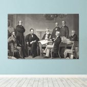 Lincoln die de emancipatieproclamatie leest canvas afdruk (Insitu (Houten vloer))