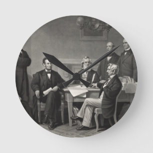 Lincoln die de emancipatieproclamatie leest ronde klok