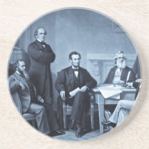 Lincoln die de emancipatieproclamatie leest zandsteen onderzetter