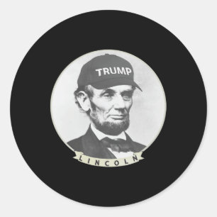 Lincoln draagt Trump-Pet - Funny Abe Merica Abrah Ronde Sticker