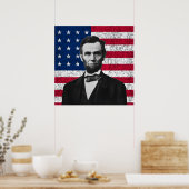 Lincoln en de Amerikaanse vlag Poster (Keuken)