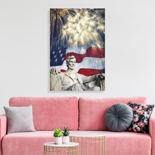 Lincoln en Fireworks Canvas Afdruk (Insitu (Woonkamer))