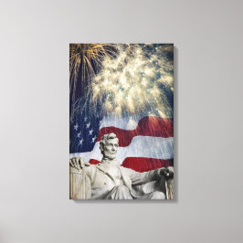 Lincoln en Fireworks Canvas Afdruk