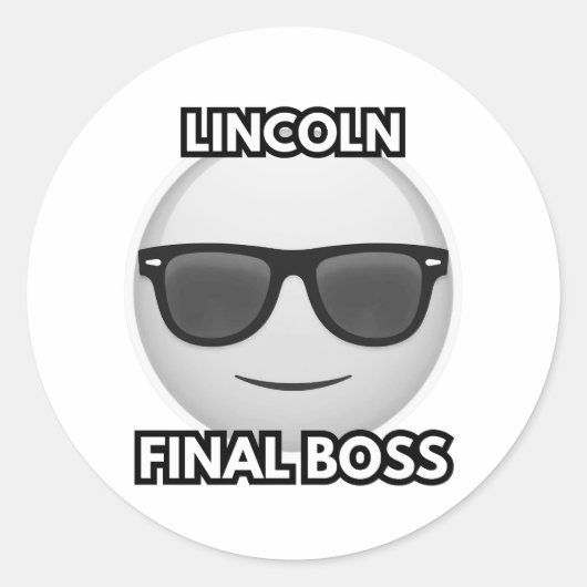 Lincoln Final Boss Cool Emoji Ronde Sticker (Voorkant)
