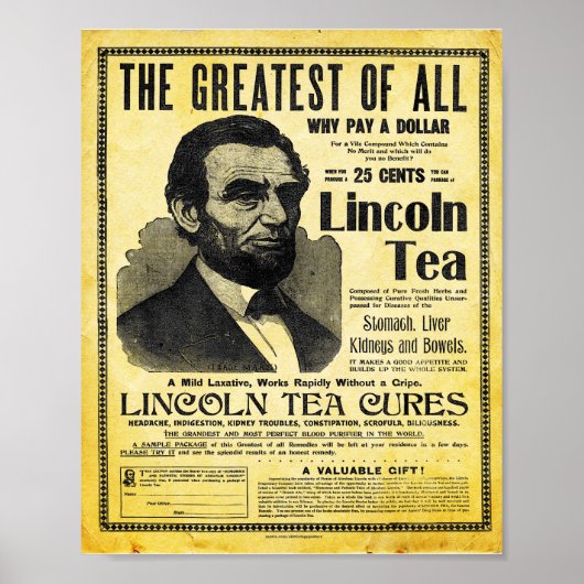  Lincoln Herbal Remedy Tea Print (Voorkant)